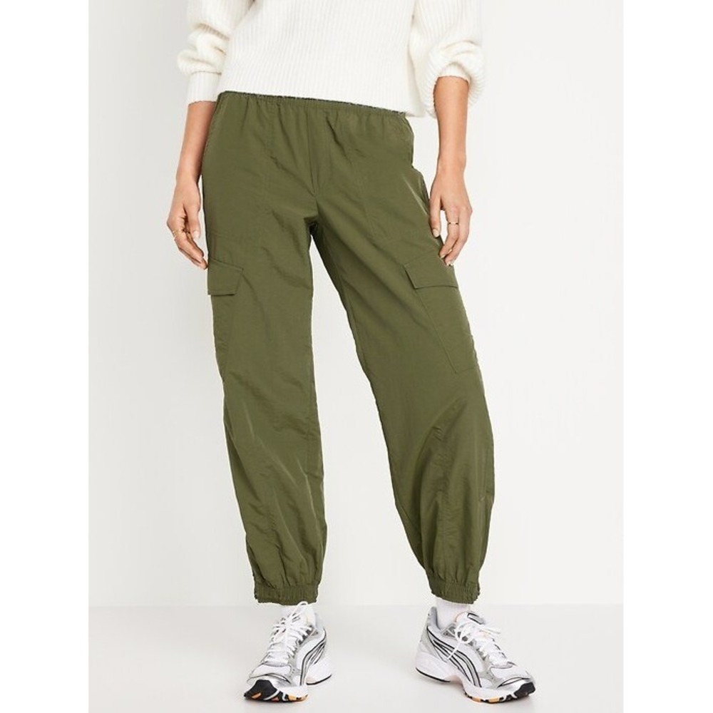 Old Navy Womens Olive Green Quick Dry Cargo Joggers Ankle Zip Pants Size Small